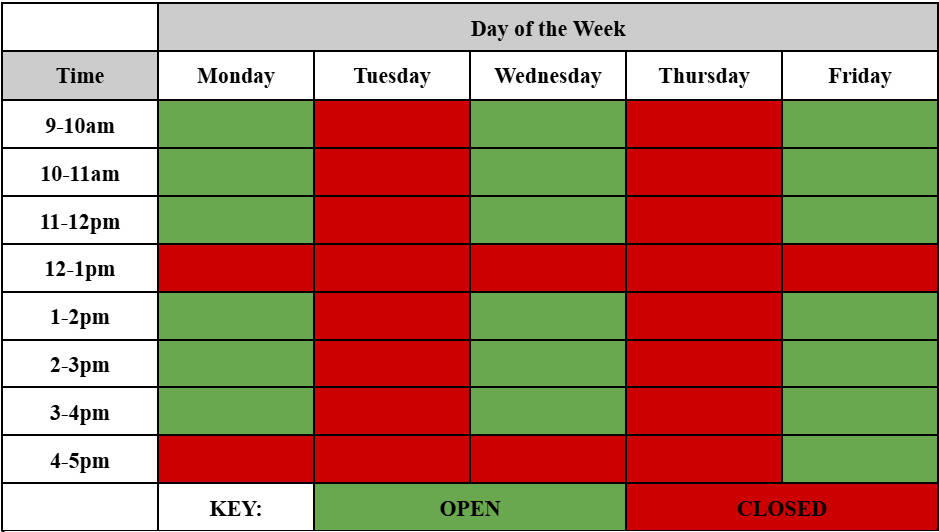 Open Hours Fall 2025